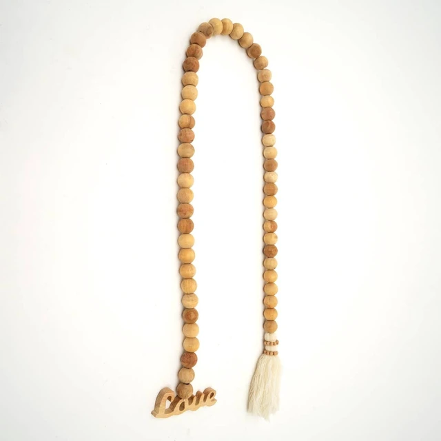 Alt view image 5 of 5 - 40 Inch Love Beaded Garland, Natural, Cotton
