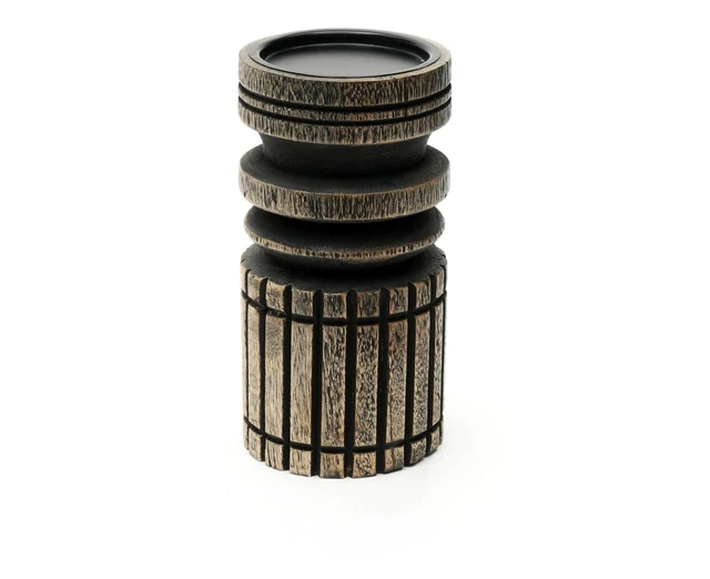 Alt view image 4 of 5 - Decorative Wooden Centerpiece Candle Holder 4 Candle Stand for Any Occasion, Black, Wood