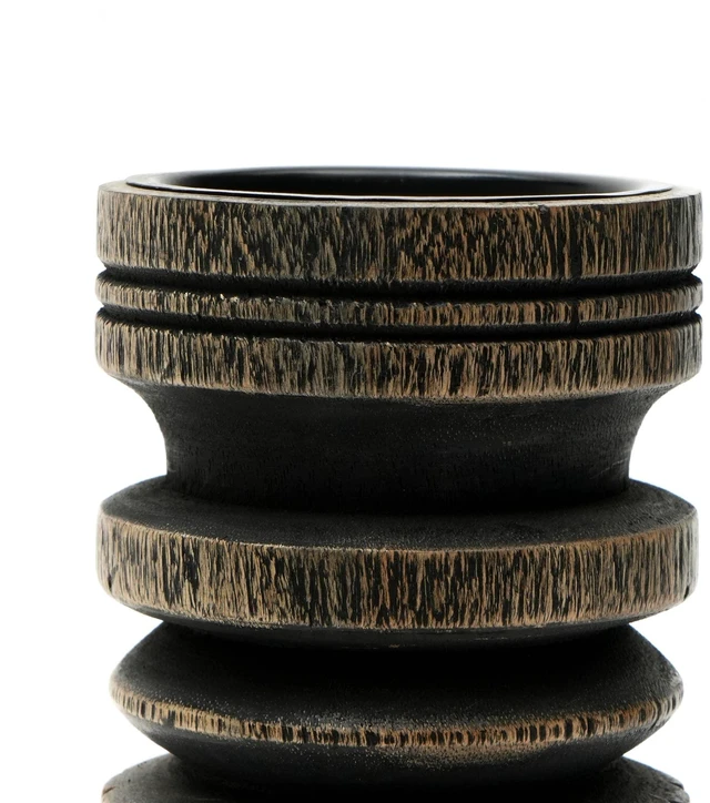 Alt view image 5 of 5 - Decorative Wooden Centerpiece Candle Holder 4 Candle Stand for Any Occasion, Black, Wood