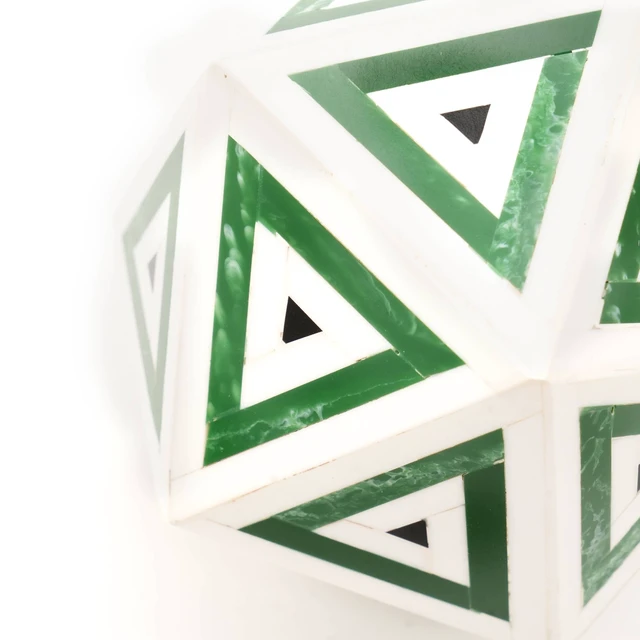 Alt view image 3 of 5 - Diamond Shaped Decorative Bone and Resin Orb Sculpture Figurines, Black White, Wood and Bone