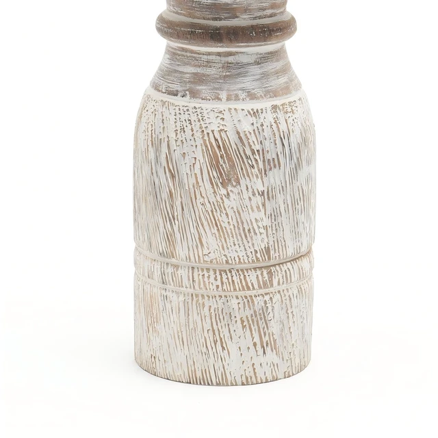 Alt view image 4 of 5 - Decorative Wooden Centerpiece Candle Holder 3.5 Candle Stand for Any Occasion, White, Wood