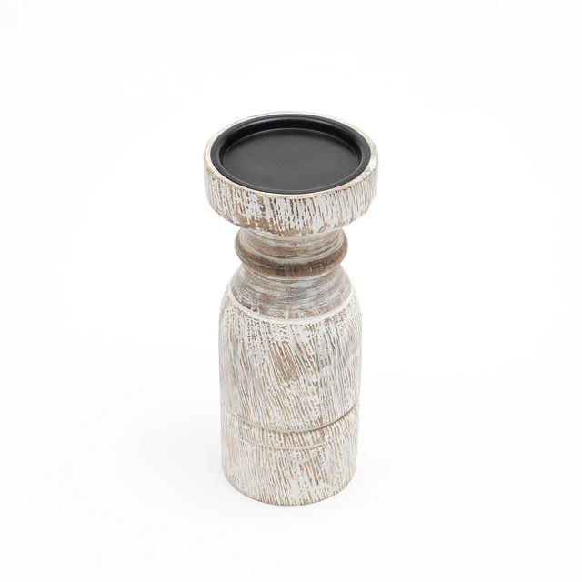 Alt view image 3 of 5 - Decorative Wooden Centerpiece Candle Holder 3.5 Candle Stand for Any Occasion, White, Wood