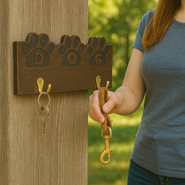 Alt view image 5 of 5 - Tail Tidy Leash Holder, Natural, Wood and Metal
