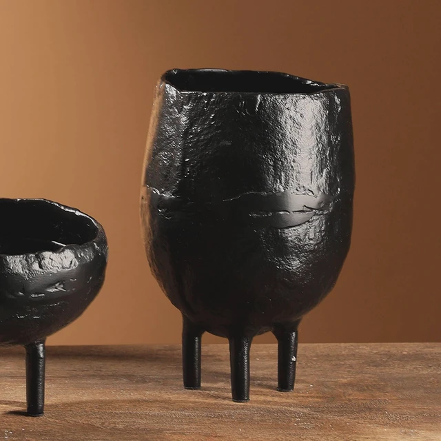 Main image of Decorative Sollender Aluminium Table Vase for Living Table Décor-6, Black, Clay