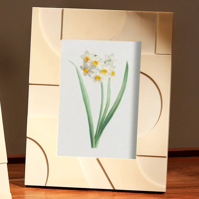 Main image of Handmade Abstract Cut Photo Frame Picture Frame for 5 7 Inch Photo, Ivory, Wood