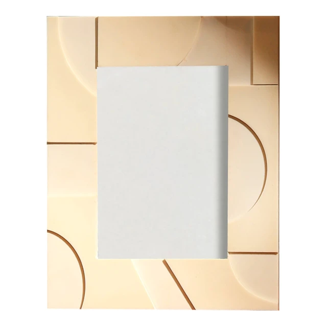 Alt view image 3 of 5 - Handmade Abstract Cut Photo Frame Picture Frame for 5 7 Inch Photo, Ivory, Wood