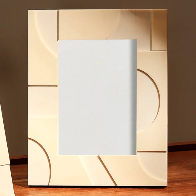 Alt view image 4 of 5 - Handmade Abstract Cut Photo Frame Picture Frame for 5 7 Inch Photo, Ivory, Wood