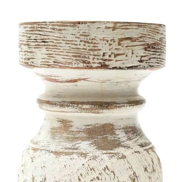 Alt view image 4 of 4 - Decorative Wooden Centerpiece Candle Holder Candle Stand for Timeless Touch-3.5 3.5, White Washed, Wood