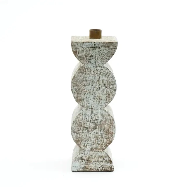 Alt view image 3 of 5 - Decorative Wooden Centerpiece Candle Holder Candle Stand for Timeless, White Washed, Wood