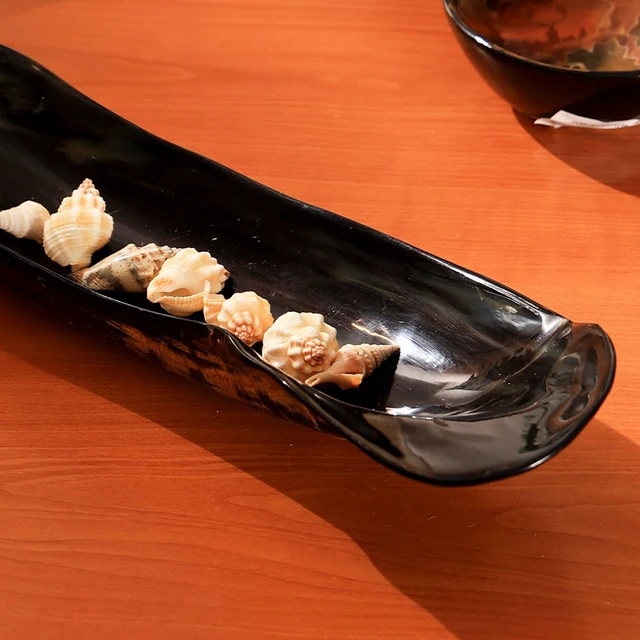 Alt view image 5 of 5 - Handmade Nature Horn Decorative Tray Mixed Horn Finish, Black, Bone