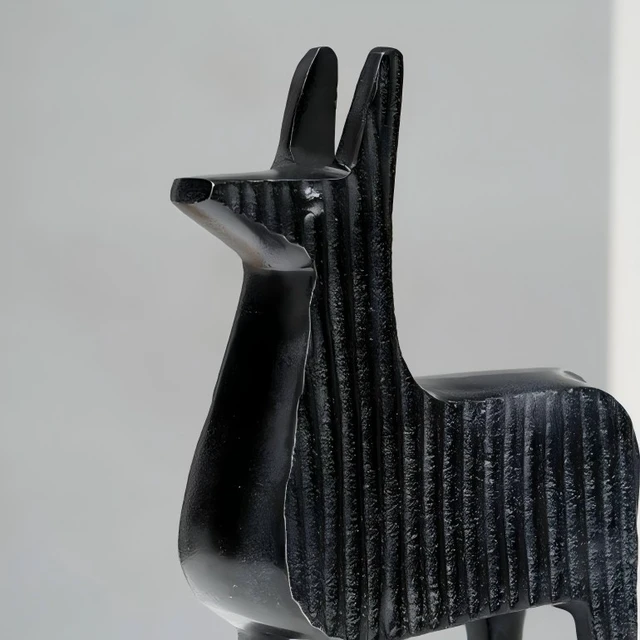 Alt view image 2 of 5 - Ribbed Llama Sculpture Aluminum Table Décor-6, Black, Aluminium