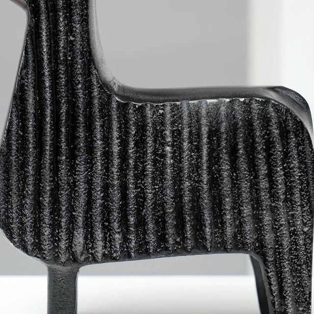 Alt view image 4 of 5 - Ribbed Llama Sculpture Aluminum Table Décor-6, Black, Aluminium