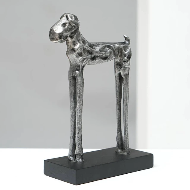Main image of Tall Dog Figurine Aluminum Sculpture-5 2.4, Black Silver, Aluminium