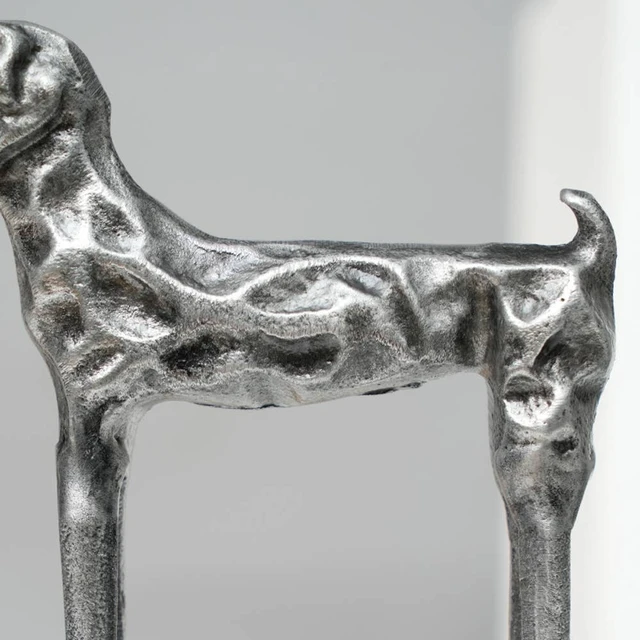 Alt view image 3 of 5 - Tall Dog Figurine Aluminum Sculpture-5 2.4, Black Silver, Aluminium