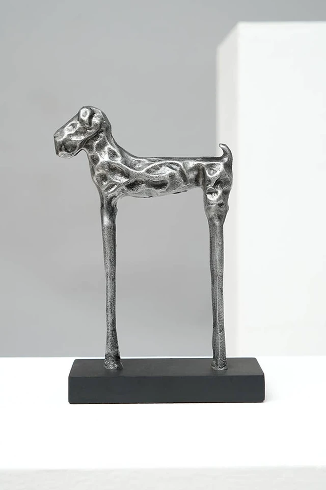 Alt view image 4 of 5 - Tall Dog Figurine Aluminum Sculpture-5 2.4, Black Silver, Aluminium