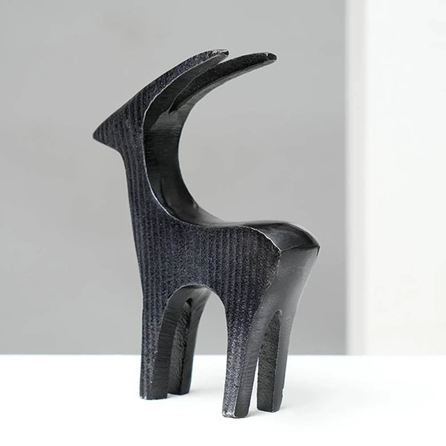 Alt view image 3 of 5 - Ribbed Deer Sculpture Aluminum Table Décor, 7 1.5, Black, Aluminium