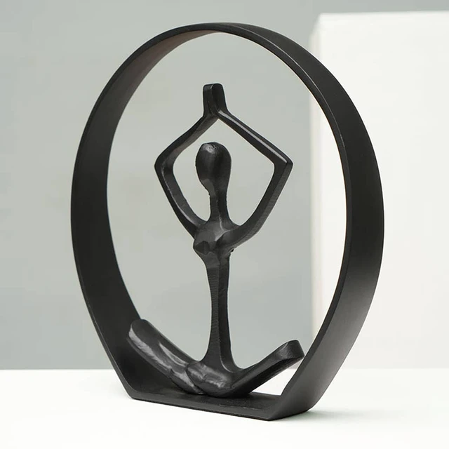 Alt view image 2 of 5 - Aluminum Yoga Pose Sculpture Figurine-10 1.5, Black, Aluminium