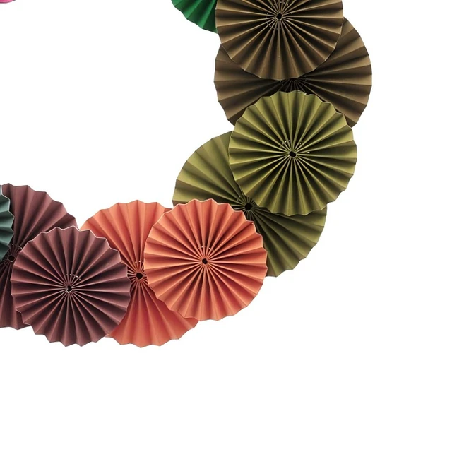 Alt view image 2 of 5 - Handcrafted Holiday Paper Blossom Wreath Festive Decor, Multi