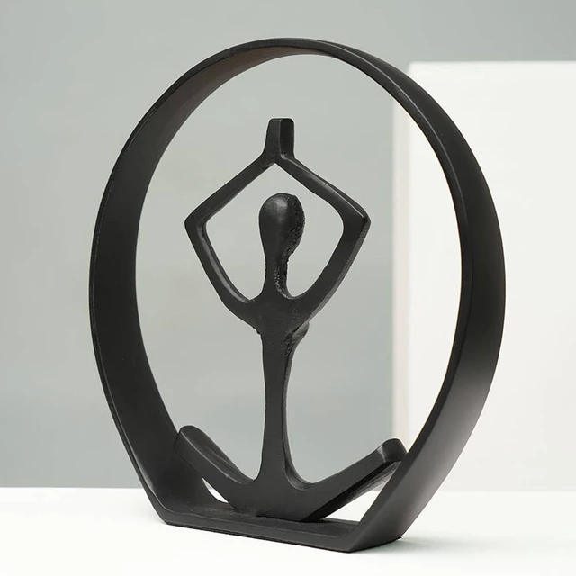Alt view image 3 of 5 - Aluminum Yoga Pose Sculpture Figurine-10 1.5, Black, Aluminium