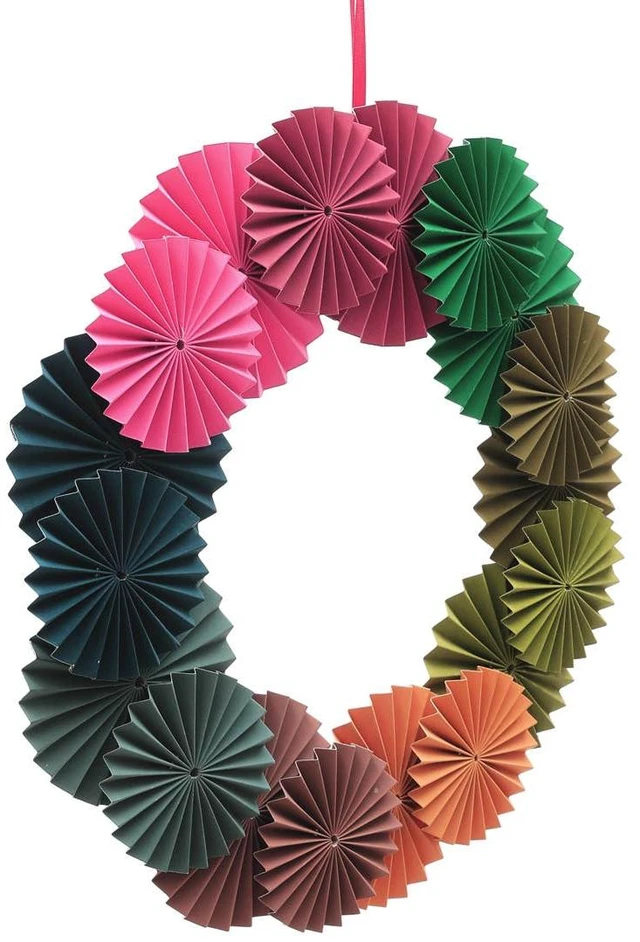 Alt view image 5 of 5 - Handcrafted Holiday Paper Blossom Wreath Festive Decor, Multi