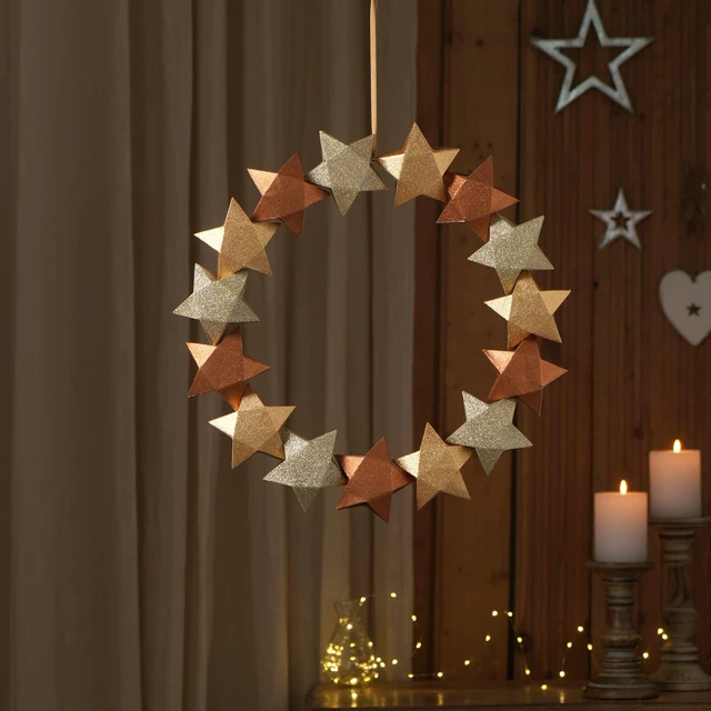 Main image of Handcrafted Holiday Paper Blossom Wreath Festive Decor, Copper