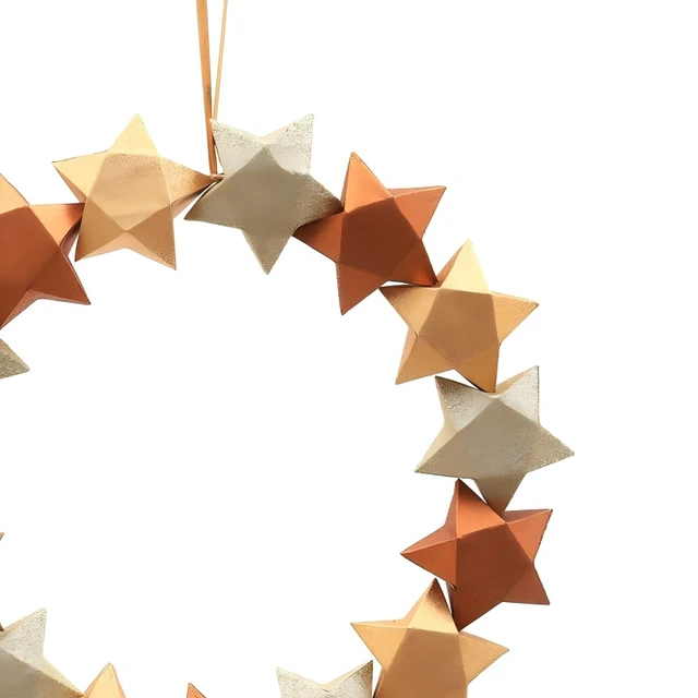 Alt view image 4 of 5 - Handcrafted Holiday Paper Blossom Wreath Festive Decor, Copper