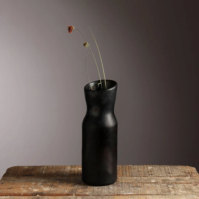 Main image of Pottery Vase Inchx3.5 Inch Handmade Clay, Black