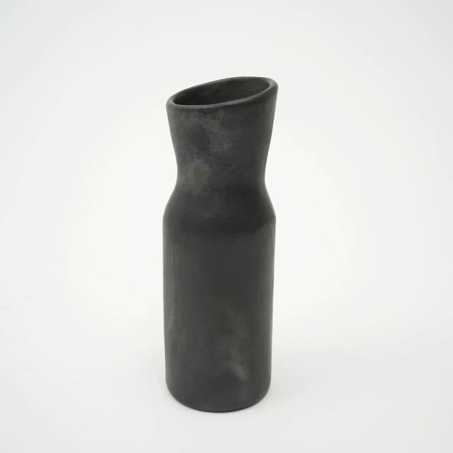 Alt view image 2 of 5 - Pottery Vase Inchx3.5 Inch Handmade Clay, Black
