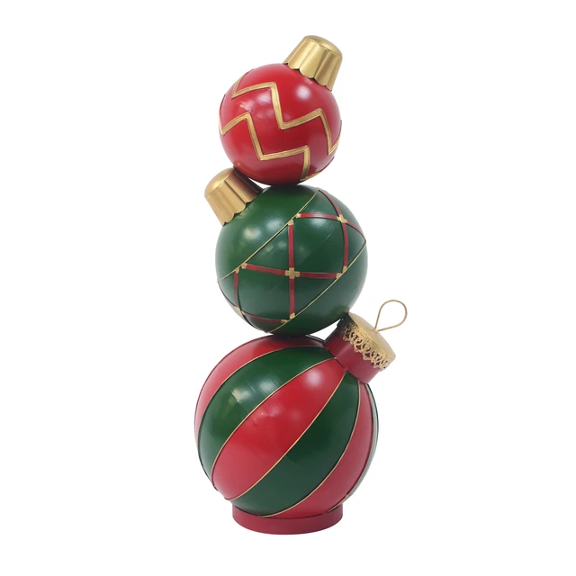 Alt view image 3 of 6 - Stacked Christmas Ball Decoration, Red, Iron