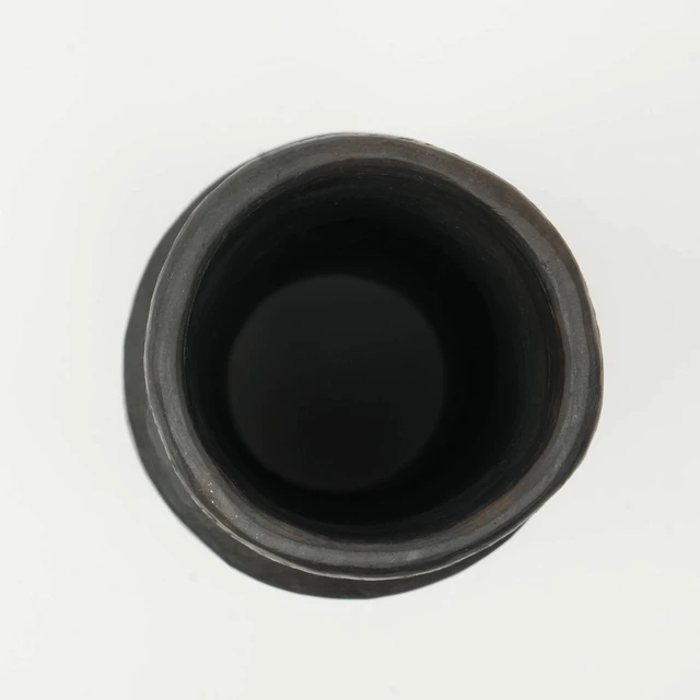 Alt view image 4 of 5 - Pottery Vase Inchx3.5 Inch Handmade Clay, Black