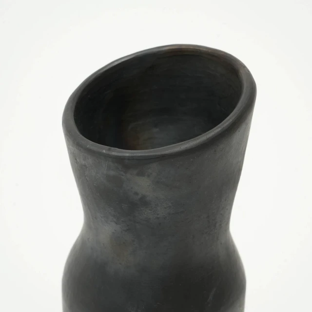 Alt view image 5 of 5 - Pottery Vase Inchx3.5 Inch Handmade Clay, Black