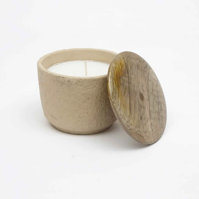 Alt view image 2 of 5 - Jar Candle Ecomix Wax Fill with Wooden Lid Mimosa, 7 oz, Light Beige, Soy Wax