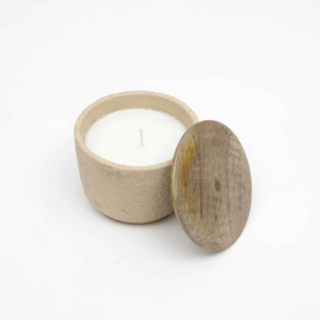 Alt view image 3 of 5 - Jar Candle Ecomix Wax Fill with Wooden Lid Mimosa, 7 oz, Light Beige, Soy Wax