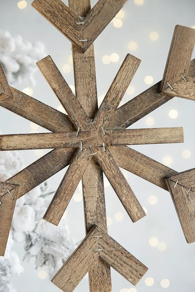 Alt view image 4 of 7 - Inchx 17.7 Inch Large Fir Snowflake Ornaments, Hanging Decor Accents for Christmas Tree Wall Art Holiday Display Set
