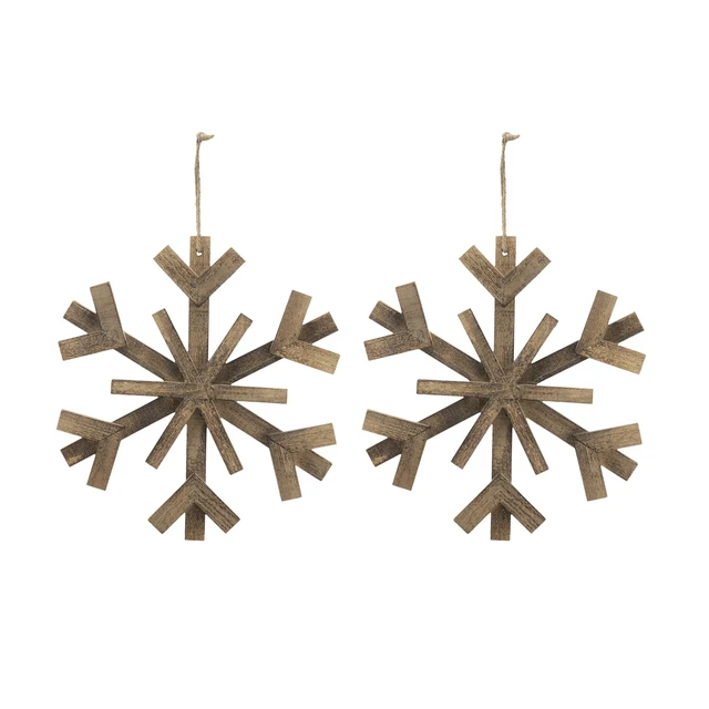 Alt view image 2 of 7 - Inchx 17.7 Inch Large Fir Snowflake Ornaments, Hanging Decor Accents for Christmas Tree Wall Art Holiday Display Set