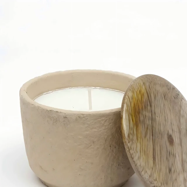 Alt view image 4 of 5 - Jar Candle Ecomix Wax Fill with Wooden Lid Mimosa, 7 oz, Light Beige, Soy Wax