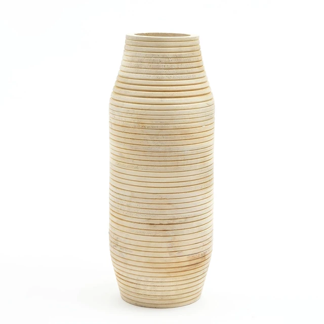 Alt view image 3 of 5 - Decorative Handcrafted Accent Vase for Living 7, Beige, Wood
