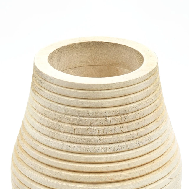 Alt view image 5 of 5 - Decorative Handcrafted Accent Vase for Living 7, Beige, Wood