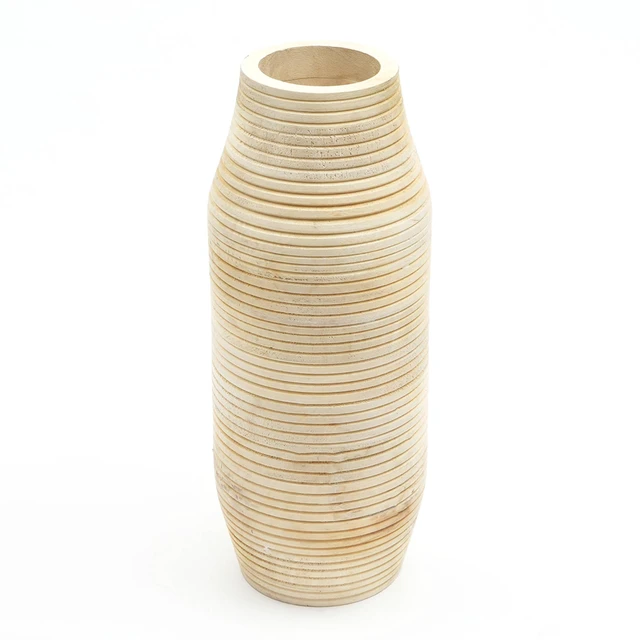 Alt view image 2 of 5 - Decorative Handcrafted Accent Vase for Living 7, Beige, Wood