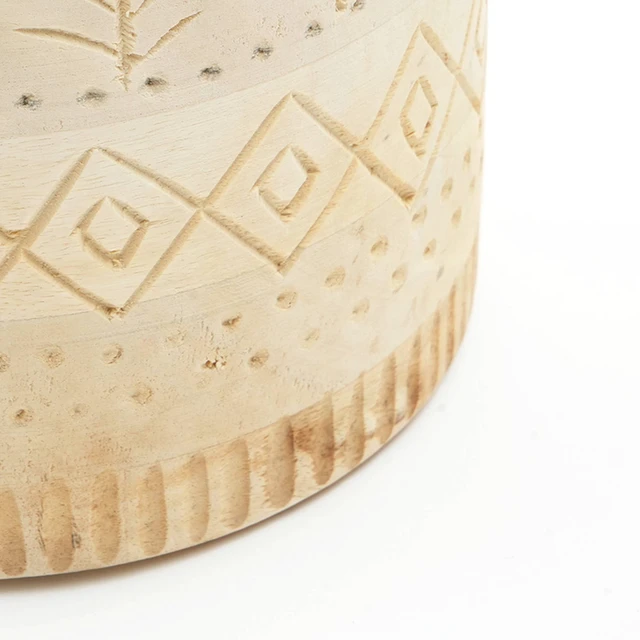 Alt view image 5 of 5 - Decorative Handcrafted Accent Vase for Living Room-8.5, Beige, Wood