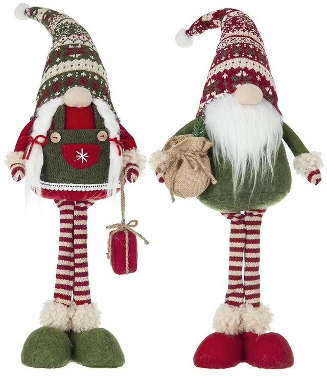 Alt view image 2 of 5 - 2 8.7 5.5 29.5 Inch Fabric Standing Holiday Gnomes, Knit Hats, Multi, Polyester