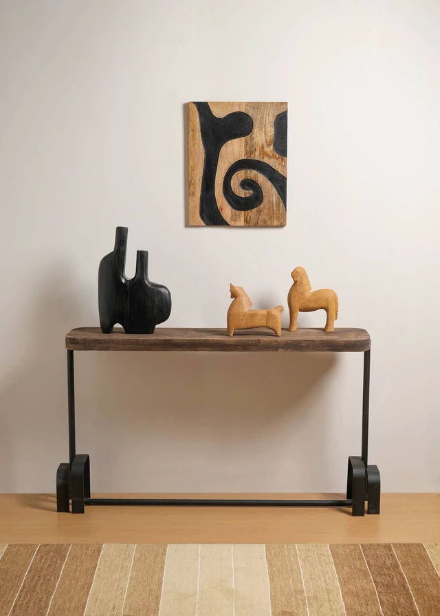 Alt view image 5 of 5 - Animals Figurines and Sculptures Wooden Horse Décor Object Size 8 2.5, Brown, Wood