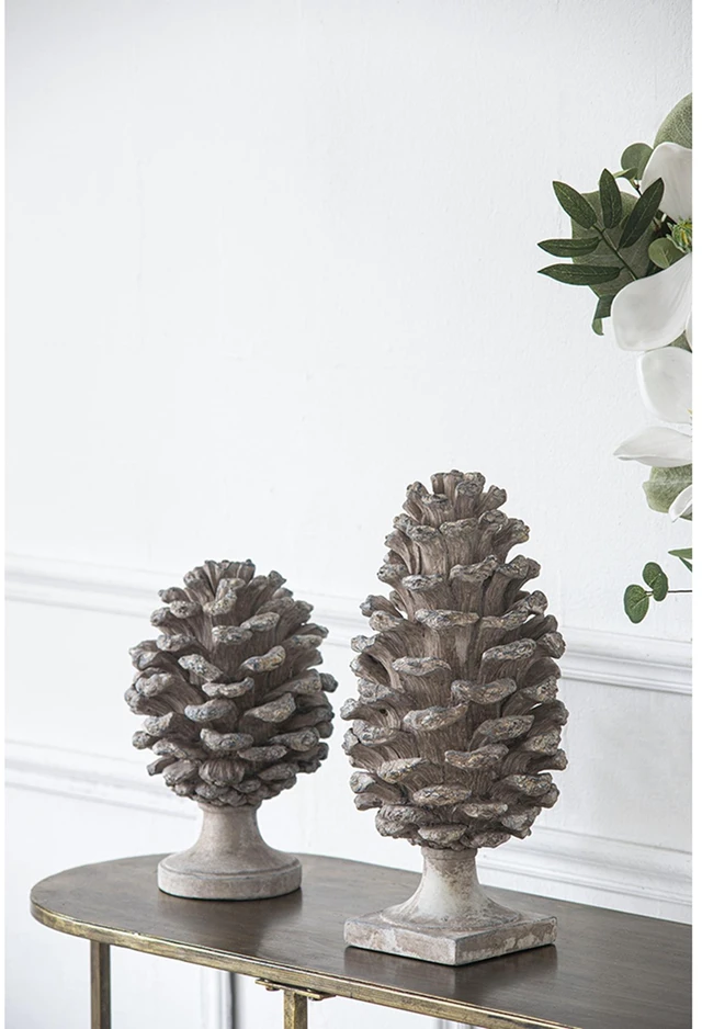 Main image of Set Pinecone Table Decor, Small Large, Gray, Polyresin