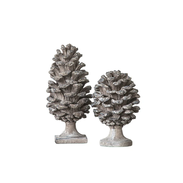 Alt view image 2 of 7 - Set Pinecone Table Decor, Small Large, Gray, Polyresin