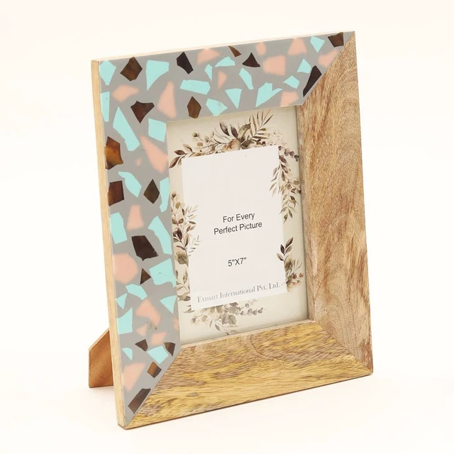 Alt view image 2 of 6 - Handmade Solid Resin Photo Frame Inchx Mango and Glass, Multi
