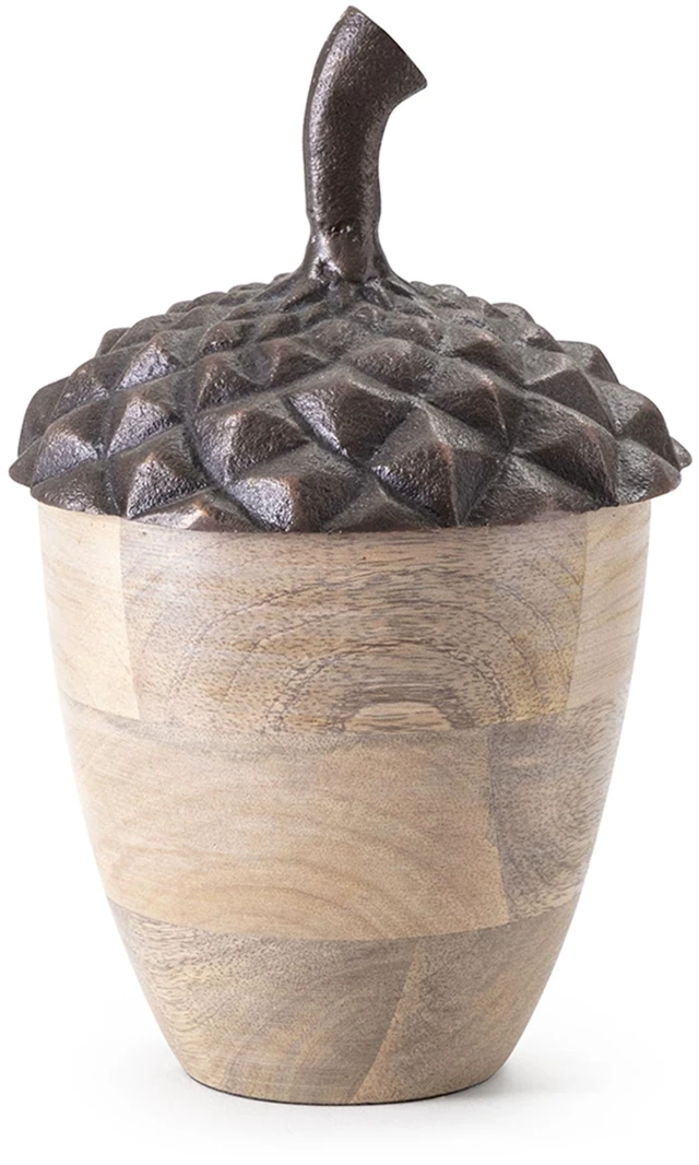 Alt view image 4 of 7 - Set Wooden Acorn Accents with Aluminum Top, l 10 Inch, Brown, Metal and Wood