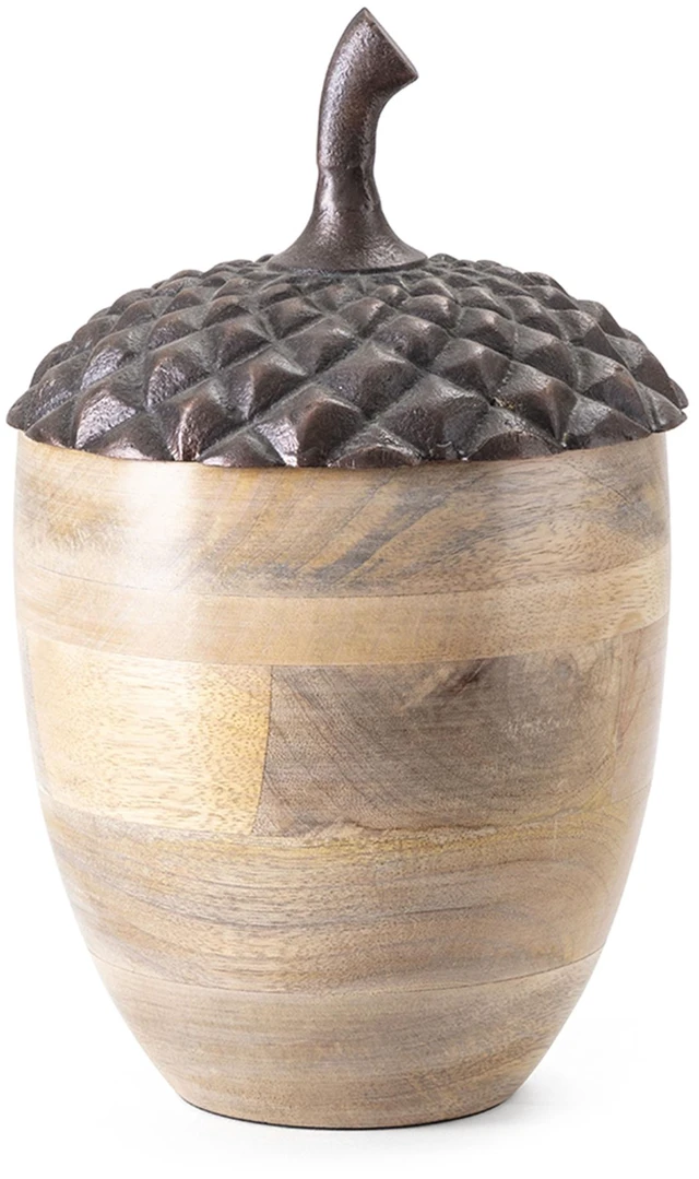 Alt view image 3 of 7 - Set Wooden Acorn Accents with Aluminum Top, l 10 Inch, Brown, Metal and Wood