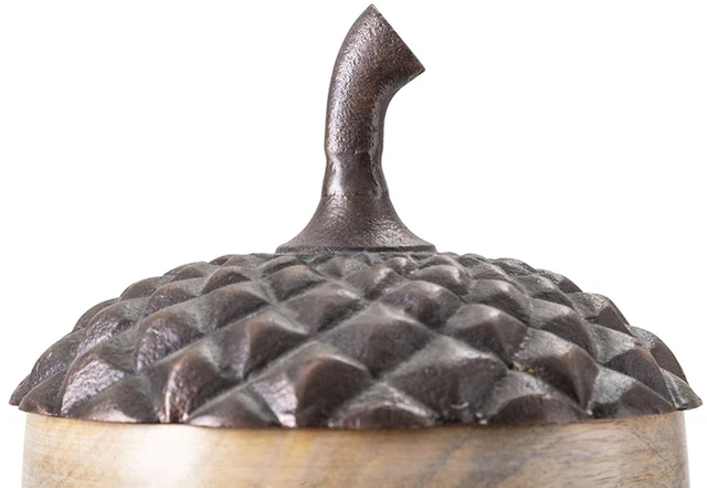 Alt view image 5 of 7 - Set Wooden Acorn Accents with Aluminum Top, l 10 Inch, Brown, Metal and Wood