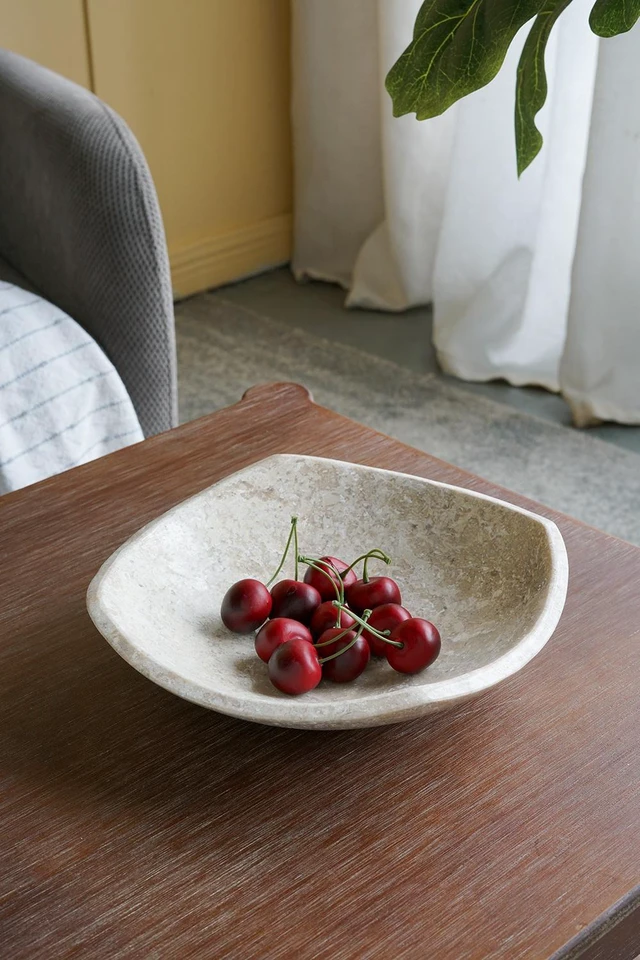 Main image of 10 3 Inch Plate, Shallow Bowl, Beige, Marble
