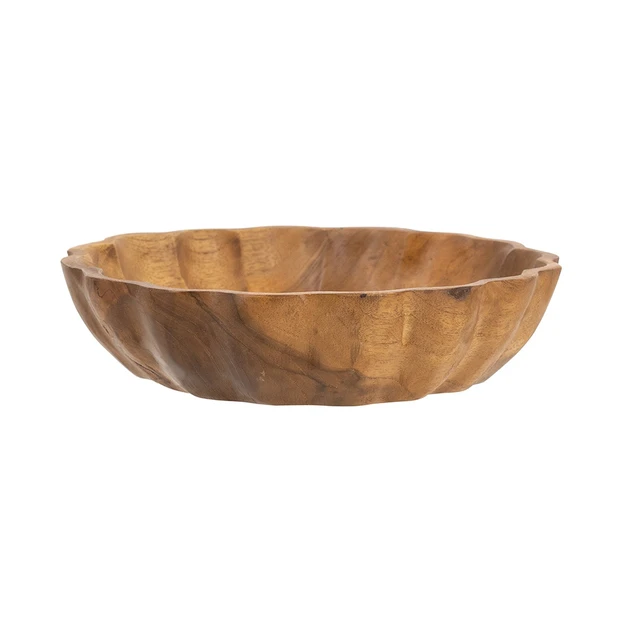 Alt view image 4 of 7 - 7.9 2 Inch Shallow Bowl with Earthy Brown Finish, Wood